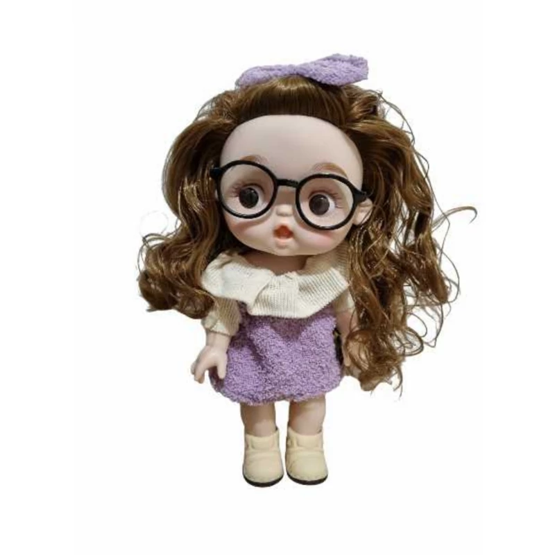 عروسک کره ای عینک دار موزیکال بانمک با لباس یاسی