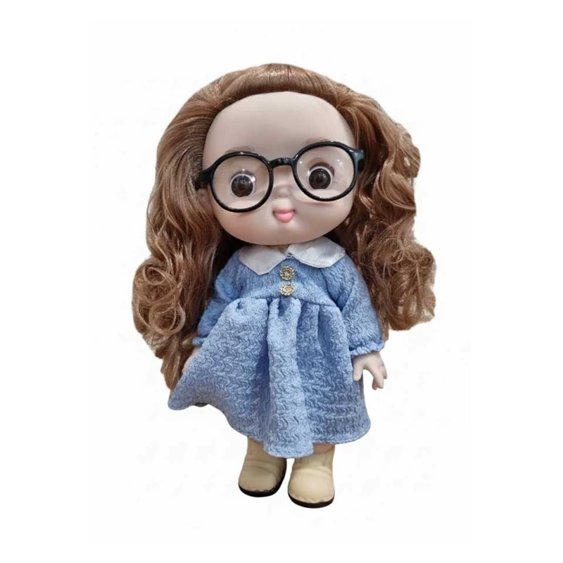 عروسک کره ای موزیکال عینک دار با لباس آبی